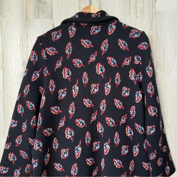 Anthropologie Aldo Martins Black Leaf Print Sweater Coat Wool Alpaca Size S - Picture 8 of 11